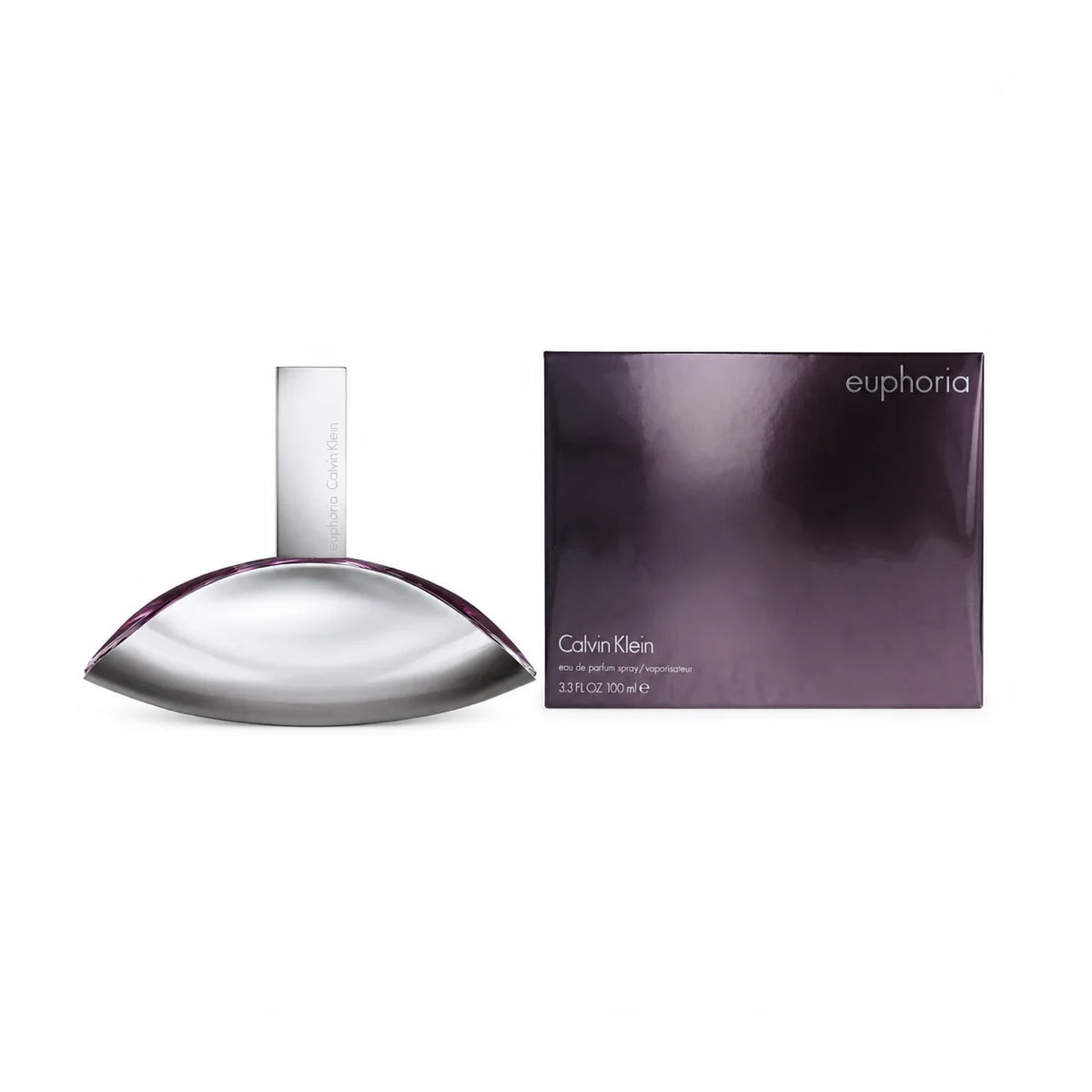 Calvin Klein Euphoria for Women Eau de Parfum 100 ml bottle with matching box on white background