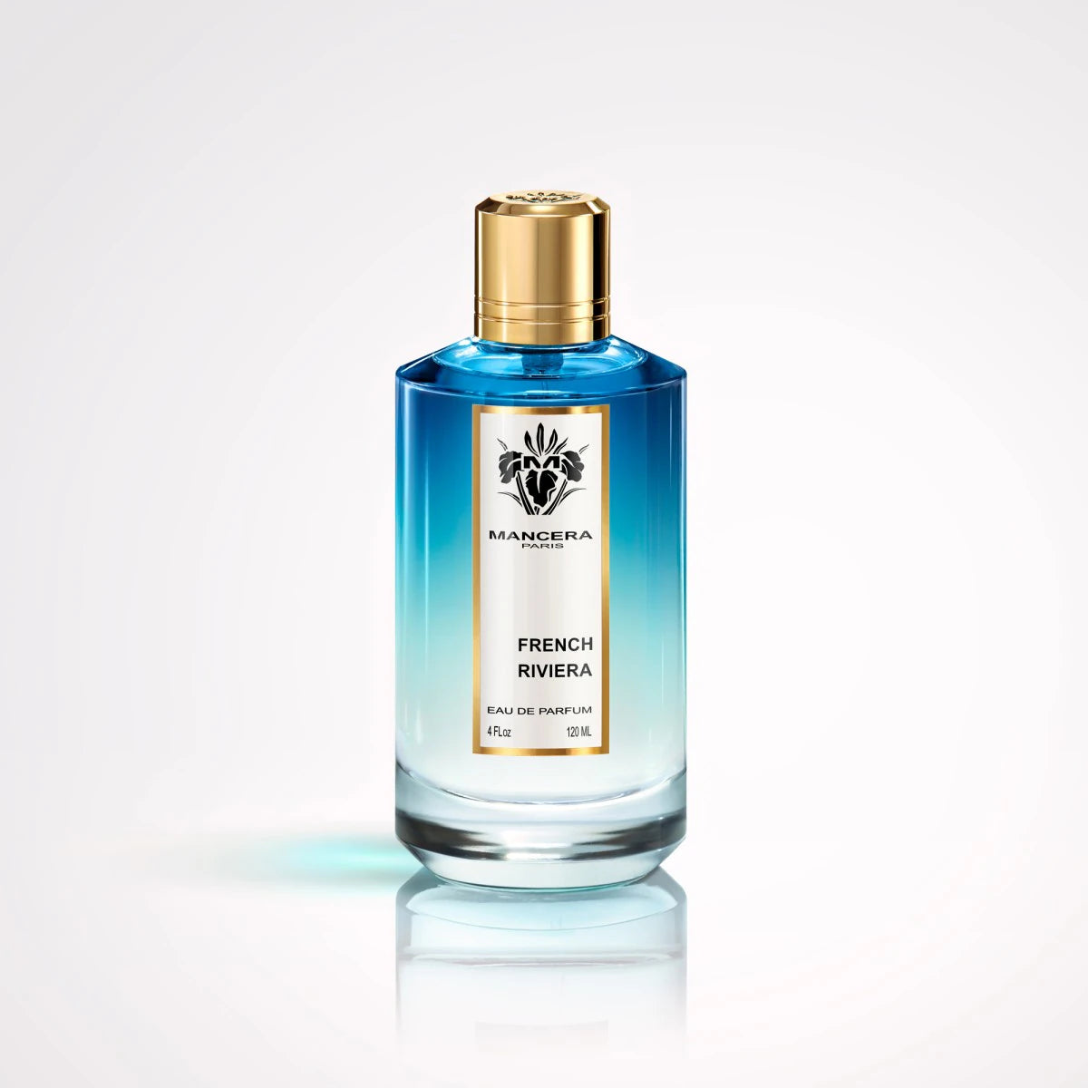Mancera French Riviera Eau de Parfum 120 ml bottle on a white background