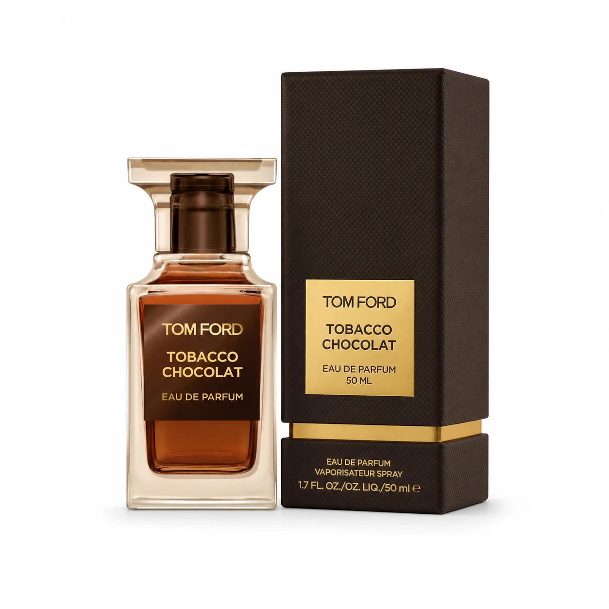 Tom Ford Tobacco Chocolat Eau de Parfum 50 ml bottle with matching retail box on white background