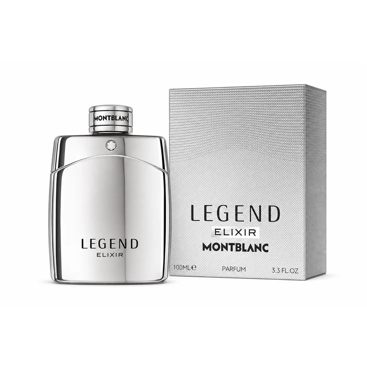 Montblanc Legend Elixir Eau de Parfum 100 ml bottle with matching retail box on white background