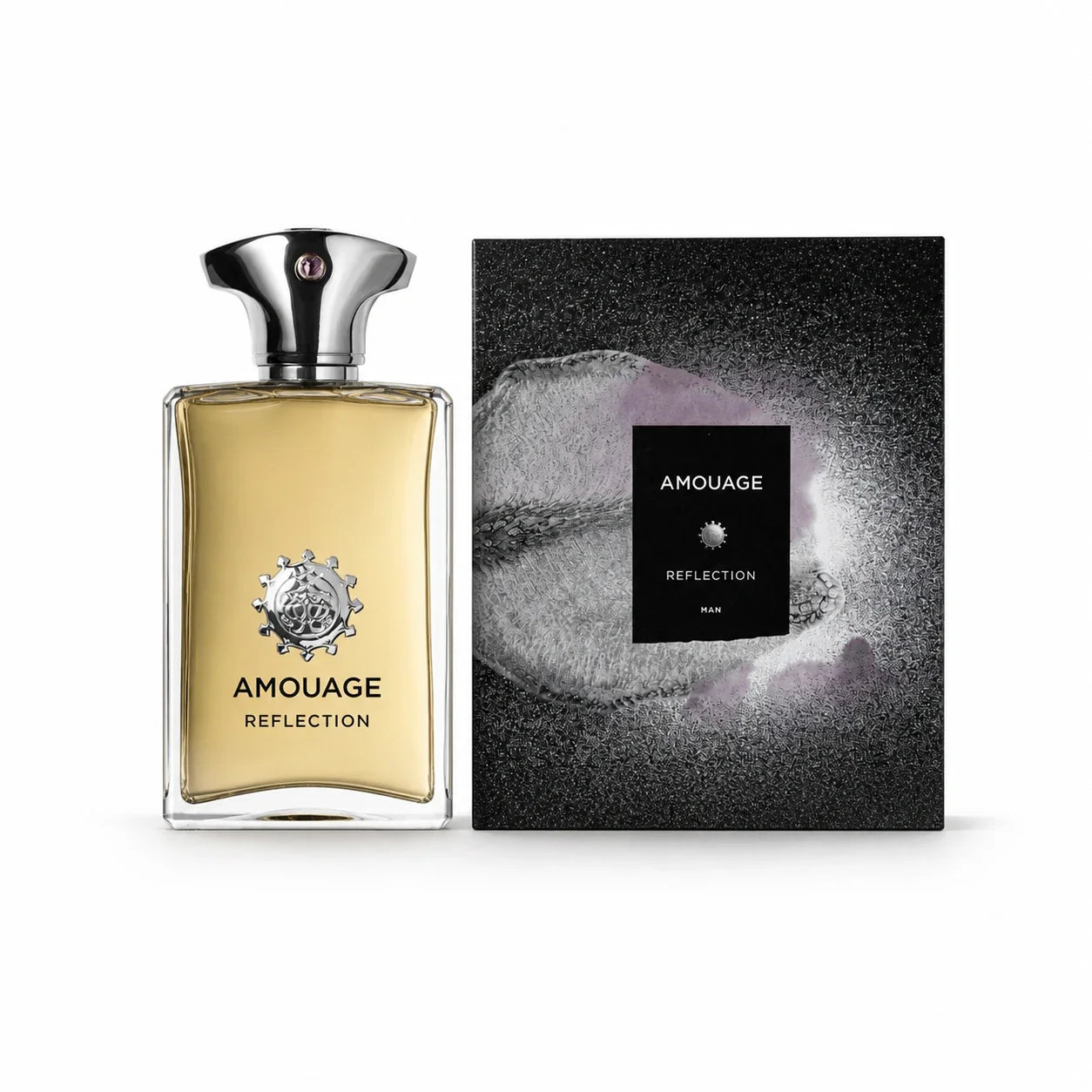 Amouage Reflection Man Eau de Parfum 100 ml bottle with matching box on white background