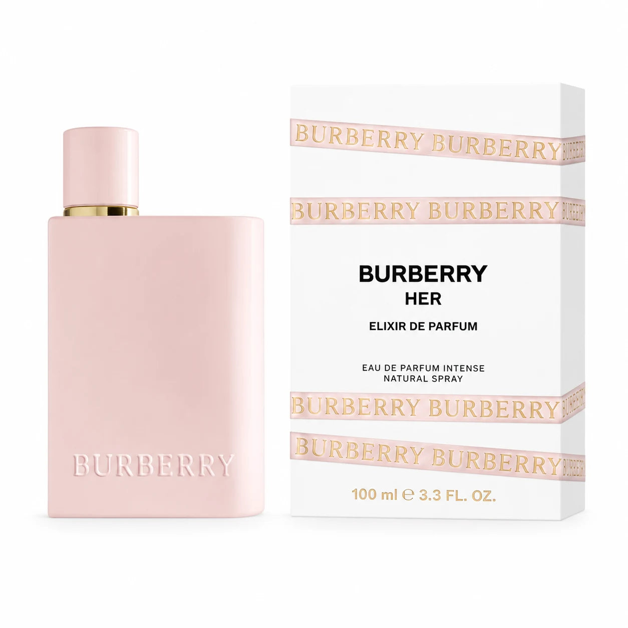 Burberry Her Elixir de Parfum 100 ml bottle with matching retail box on white background
