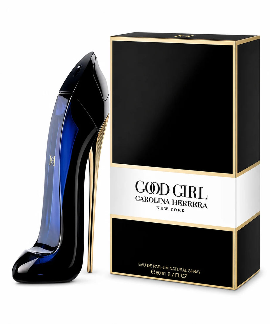 Carolina Herrera Good Girl Eau de Parfum 80 ml stiletto bottle with matching retail box on white background