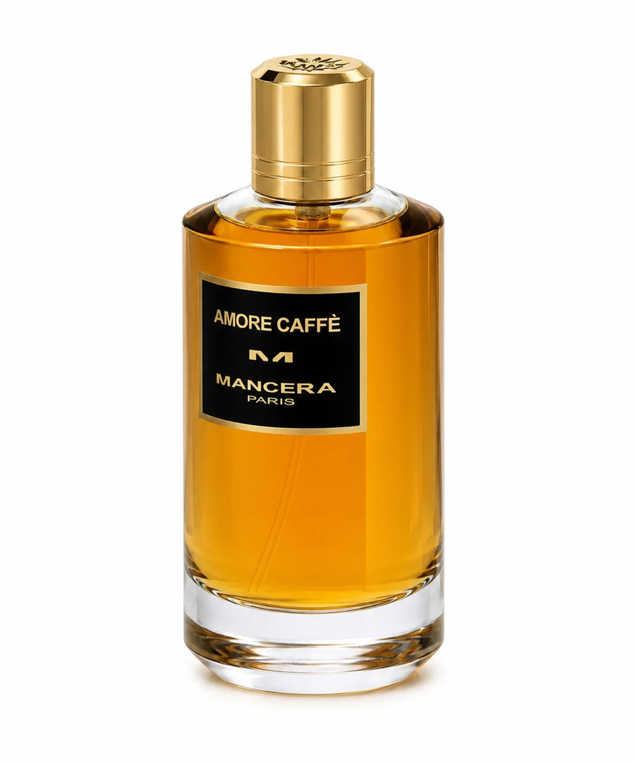 Mancera Amore Caffè Eau de Parfum 120 ml bottle right angle on white background