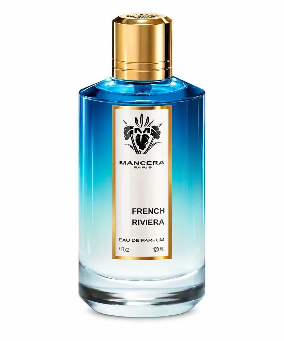 Mancera French Riviera Eau de Parfum 120 ml bottle on white background