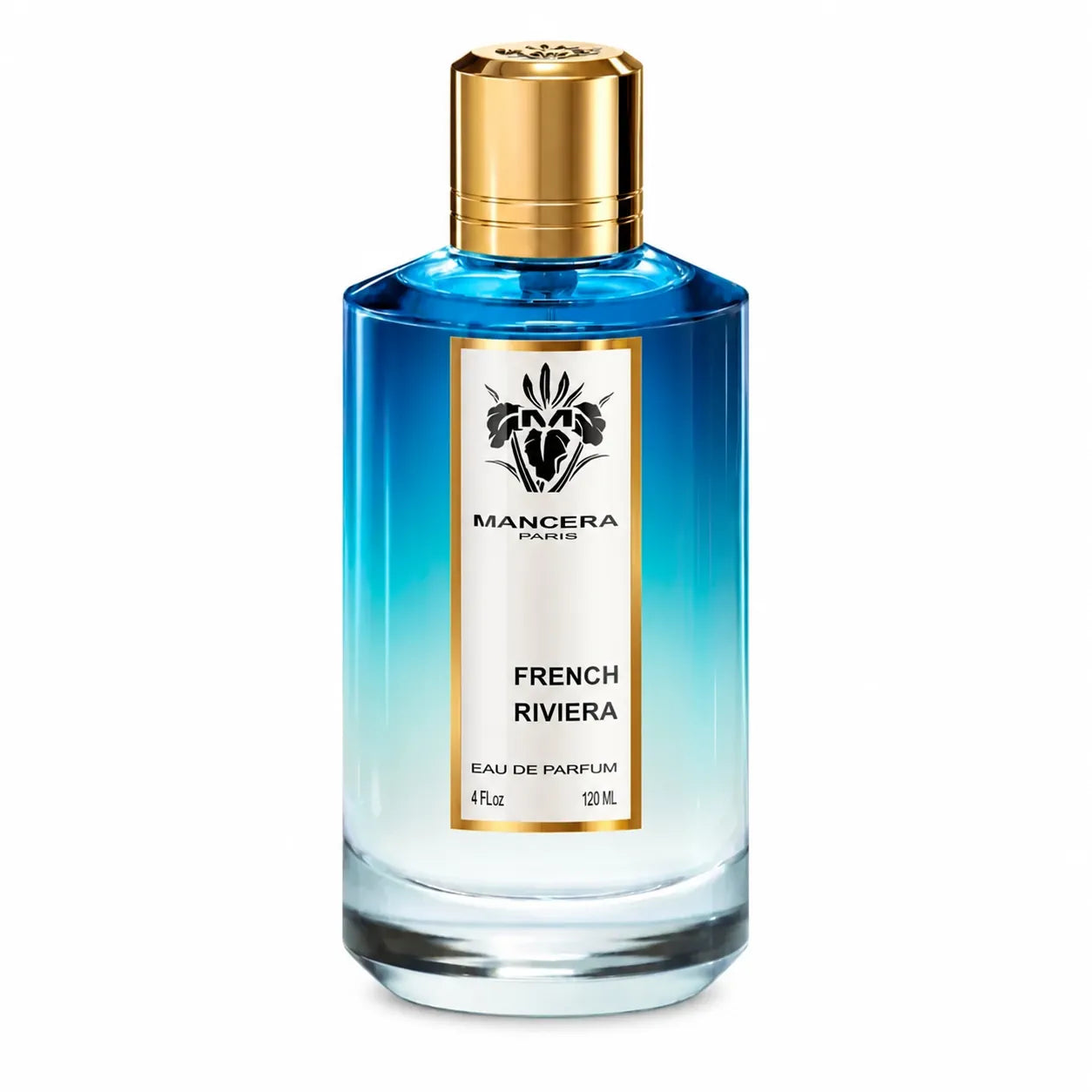 Mancera French Riviera Eau de Parfum 120 ml bottle on white background