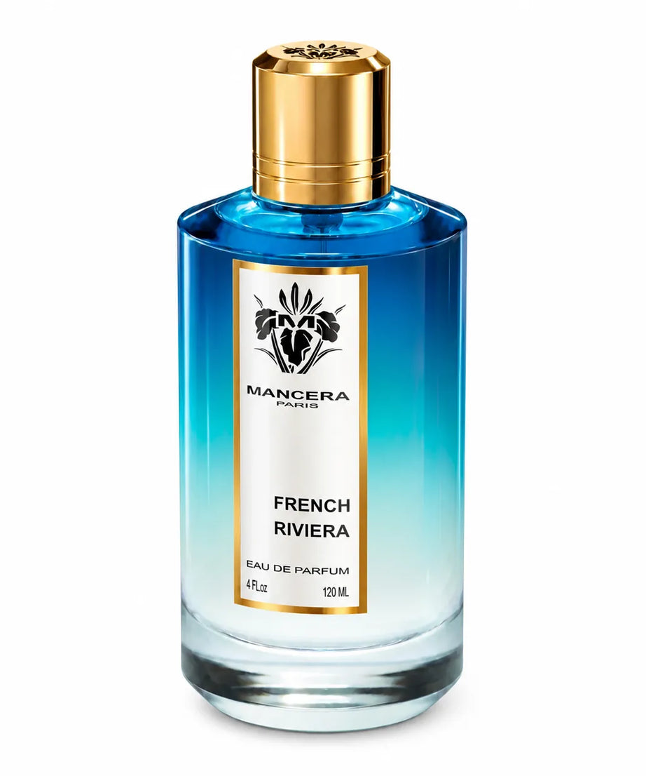 Mancera French Riviera Eau de Parfum 120 ml bottle, left three-quarter view