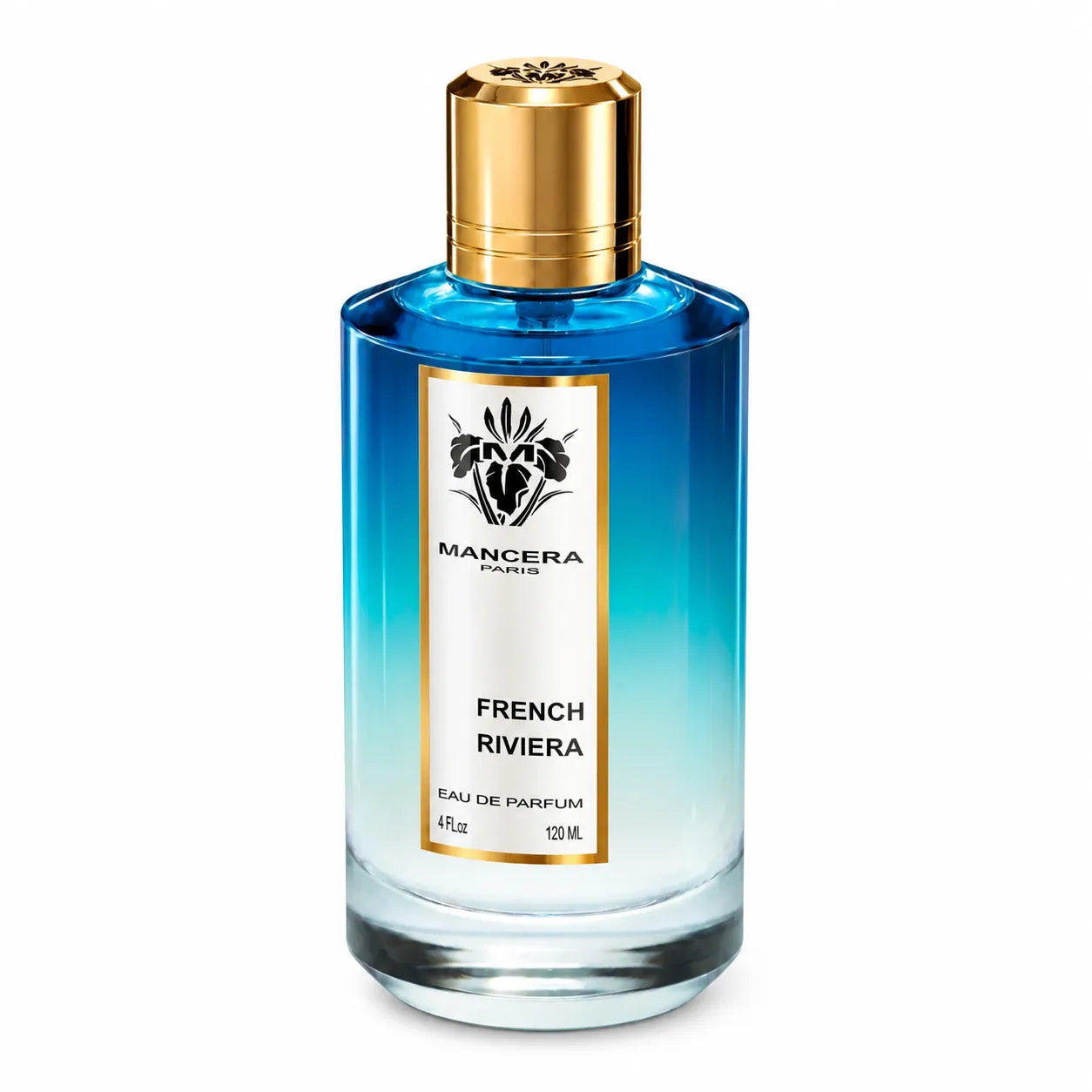 Mancera French Riviera Eau de Parfum 120 ml bottle, left three-quarter view