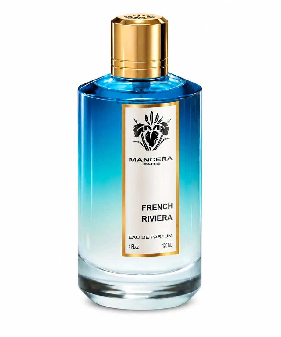 Mancera French Riviera Eau de Parfum 120 ml bottle, right three-quarter view