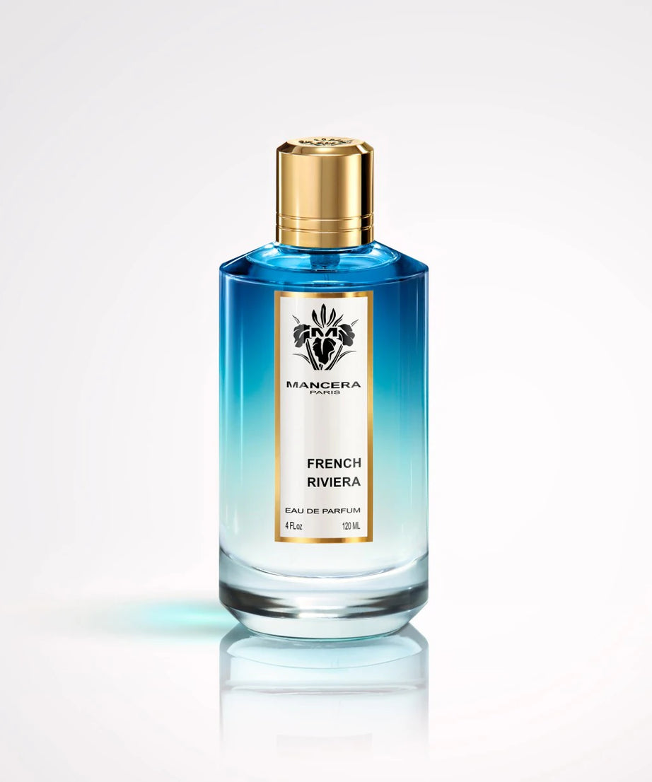 Mancera French Riviera Eau de Parfum 120 ml bottle on a white background