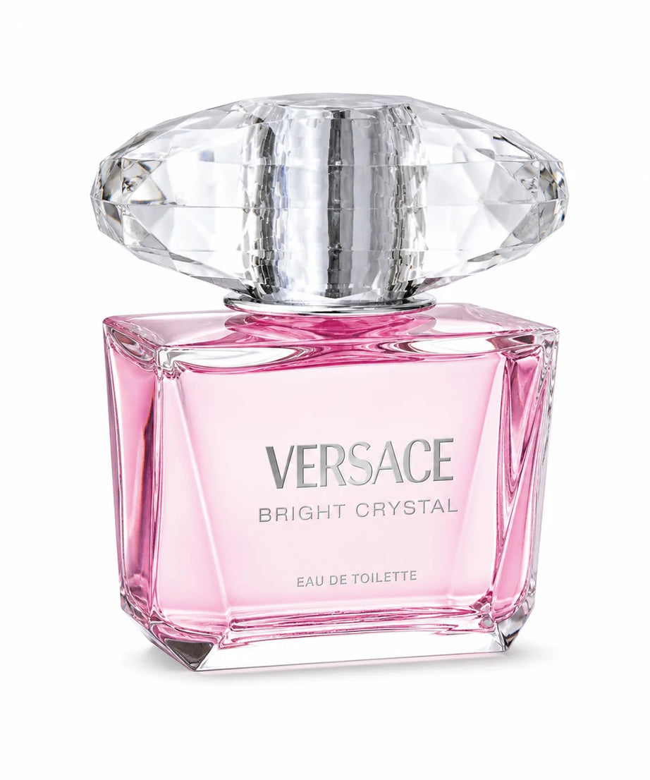 Versace Bright Crystal Eau de Toilette 90 ml bottle left angle on white background