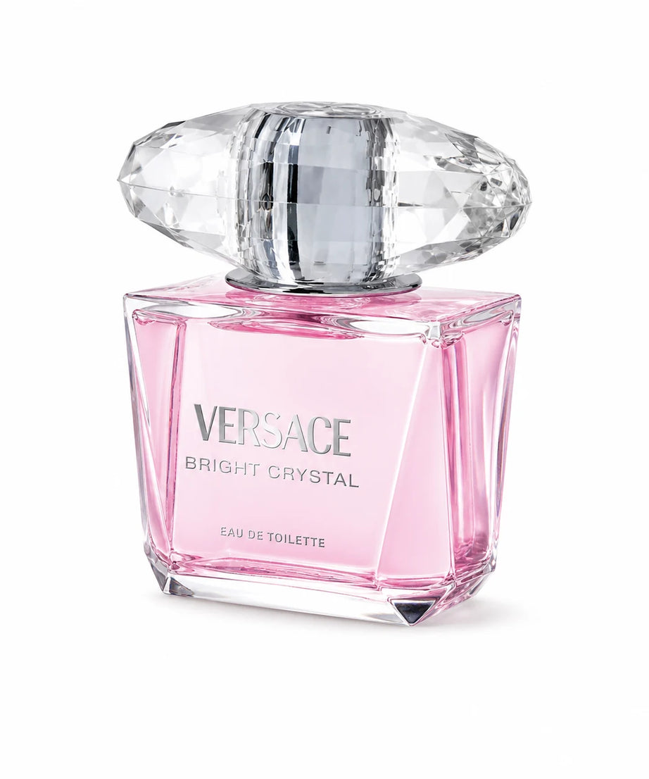 Versace Bright Crystal Eau de Toilette 90 ml bottle right angle on white background
