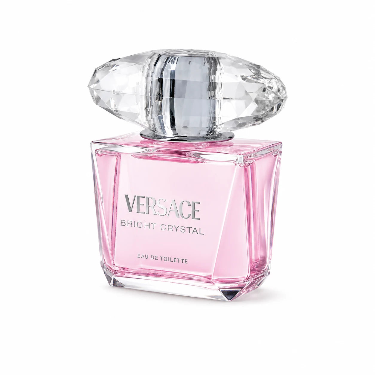 Versace Bright Crystal Eau de Toilette 90 ml bottle right angle on white background